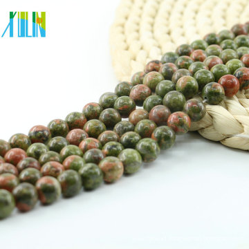 L-0109 Fashion Factory price Unakite Natural Gemstone Smooth Beads for Jewelry Design